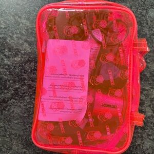 NWOT Amika Clear Pink Travel Pouch with travel blow dryer